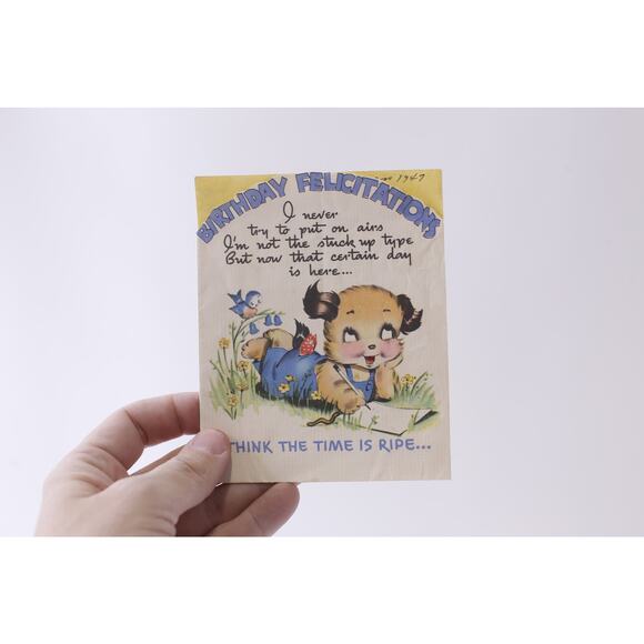 Cute Puppy Writing a Card, Birthday, Greeting Card, USED, Craft, ~ 250125-WH 97 - Picture 1 of 2